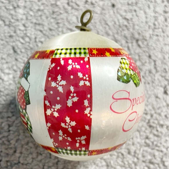 Vintage Christmas Ornament Silk Ball Santa Special Friends Make Christmas - Picture 4 of 6